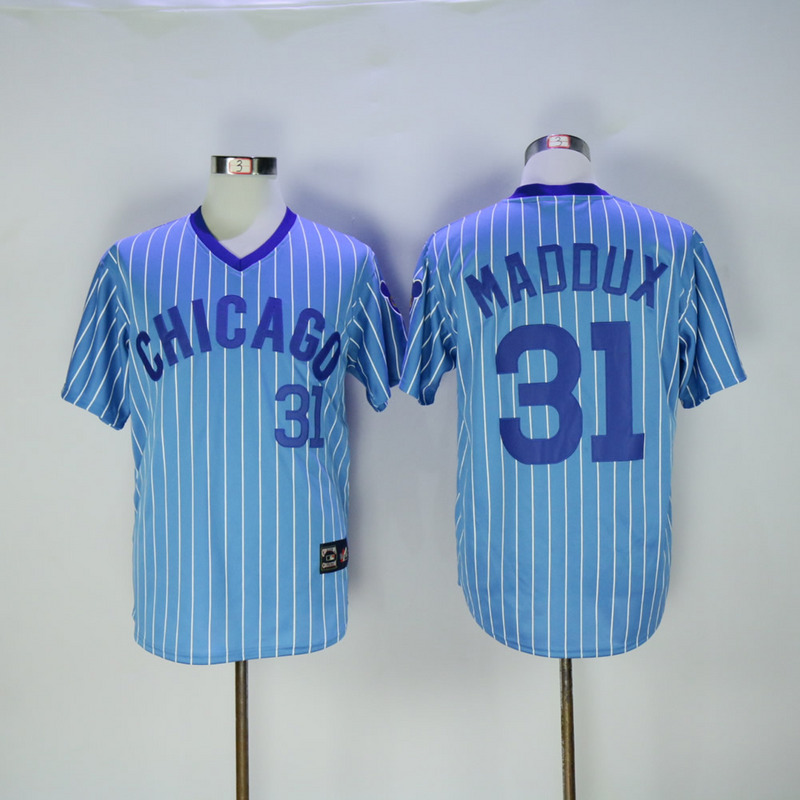 2017 MLB Chicago Cubs #31 Madoux Blue White stripe Throwback Jerseys